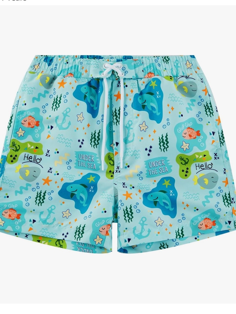 Light Blue Boys' Swim Shorts with Under-the-Sea Print
